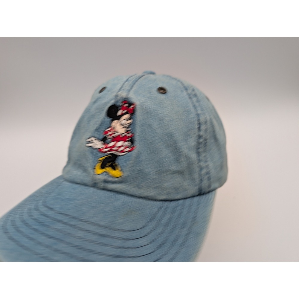 Disney World Minnie Mouse Denim Baseball Cap Hat Goofy's Hat Co Light Wash Blue